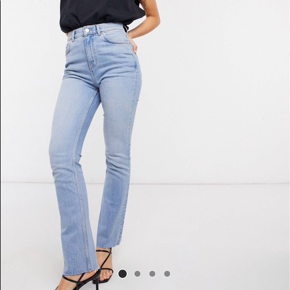 ASOS High rise 70s stretch flare jeans light wash